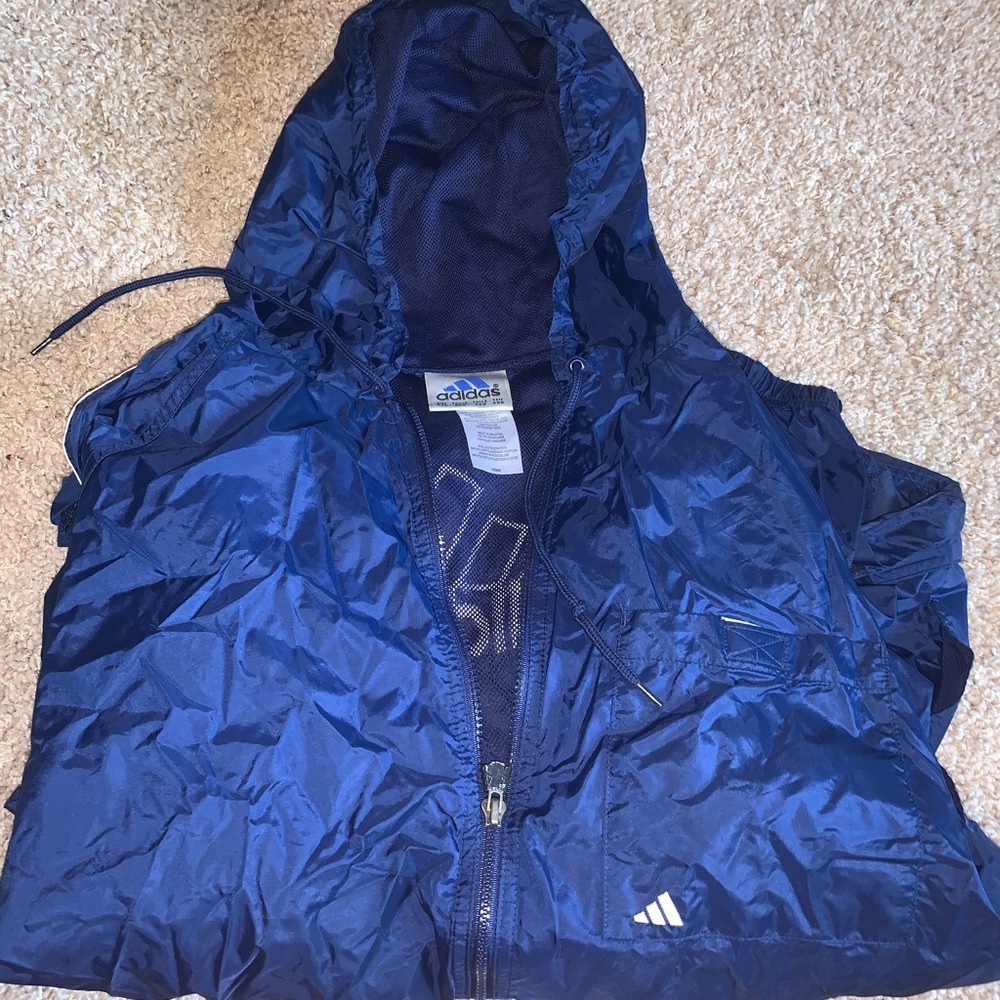 Oversized navy adidas windbreaker